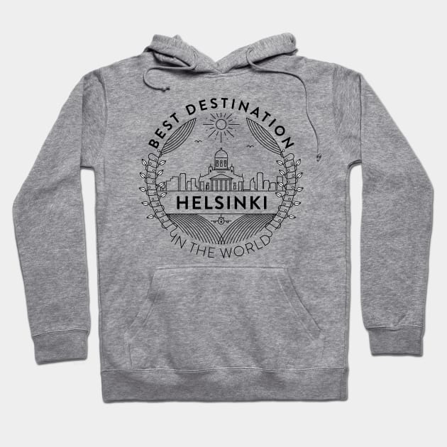Helsinki Minimal Badge Design Hoodie by kursatunsal